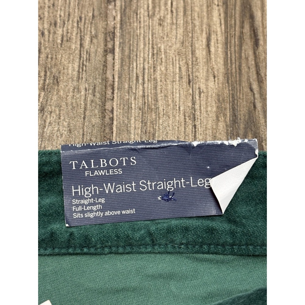 Talbots Pants Women's 14 Green Flawless High Waist Straight Leg Velvet - Picture 6 of 8